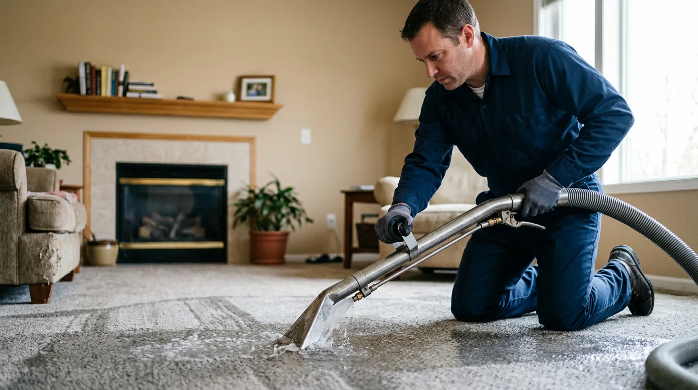 Water damage restoration technician working near Gloucester City, NJ